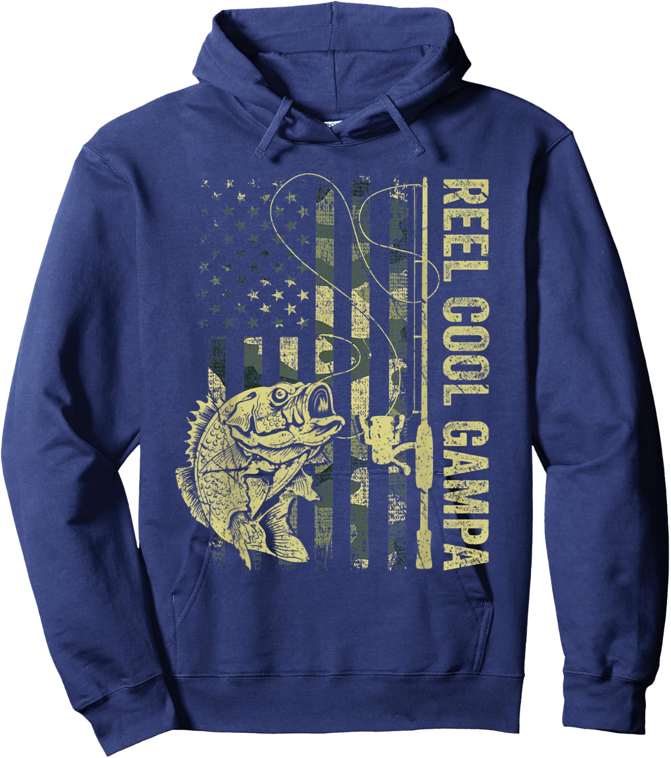 Reel Cool Gampa Camouflage American Flag Fathers Day Men Hoodie - Hoodie | Navy