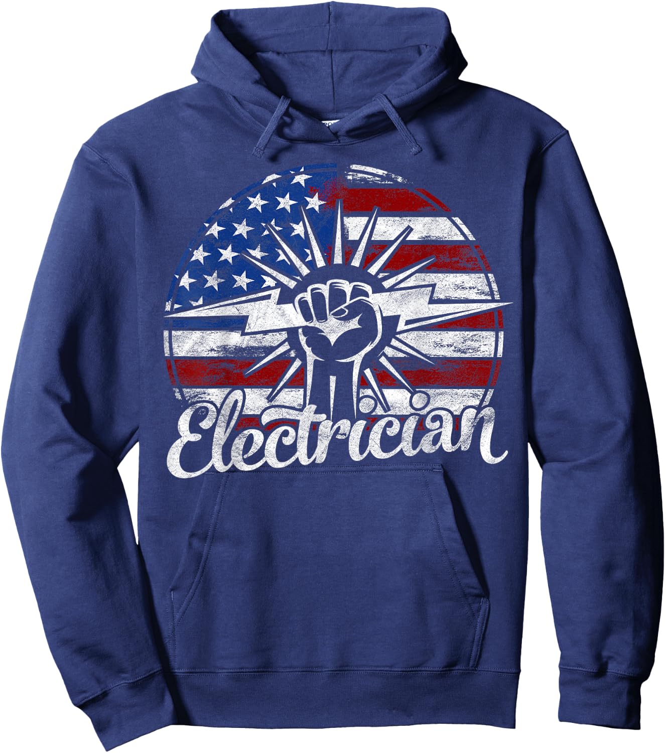 Electrician American Flag Electrical Gift Usa Patriotic Kids Men Hoodie - Hoodie | Navy