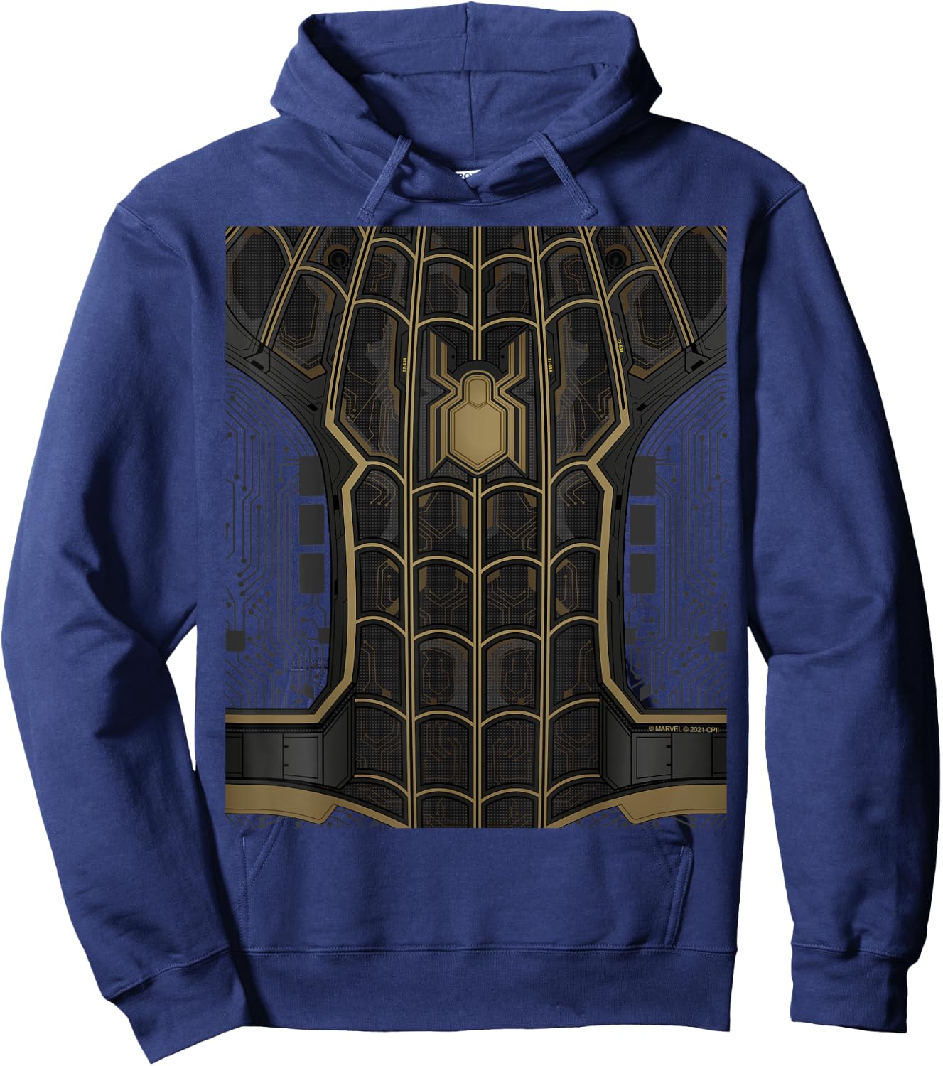 Marvel Spider-Man: No Way Home Black Gold Suit Front Back Hoodie - Hoodie | Navy