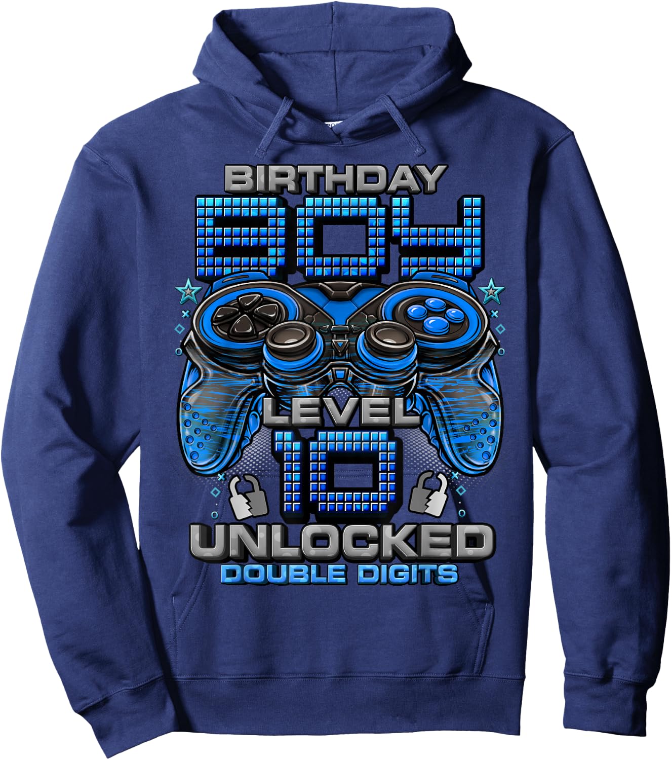 Level 10 Unlocked Awesome Since 2015 10th Birthday Gaming Hoodie - Hoodie | Navy