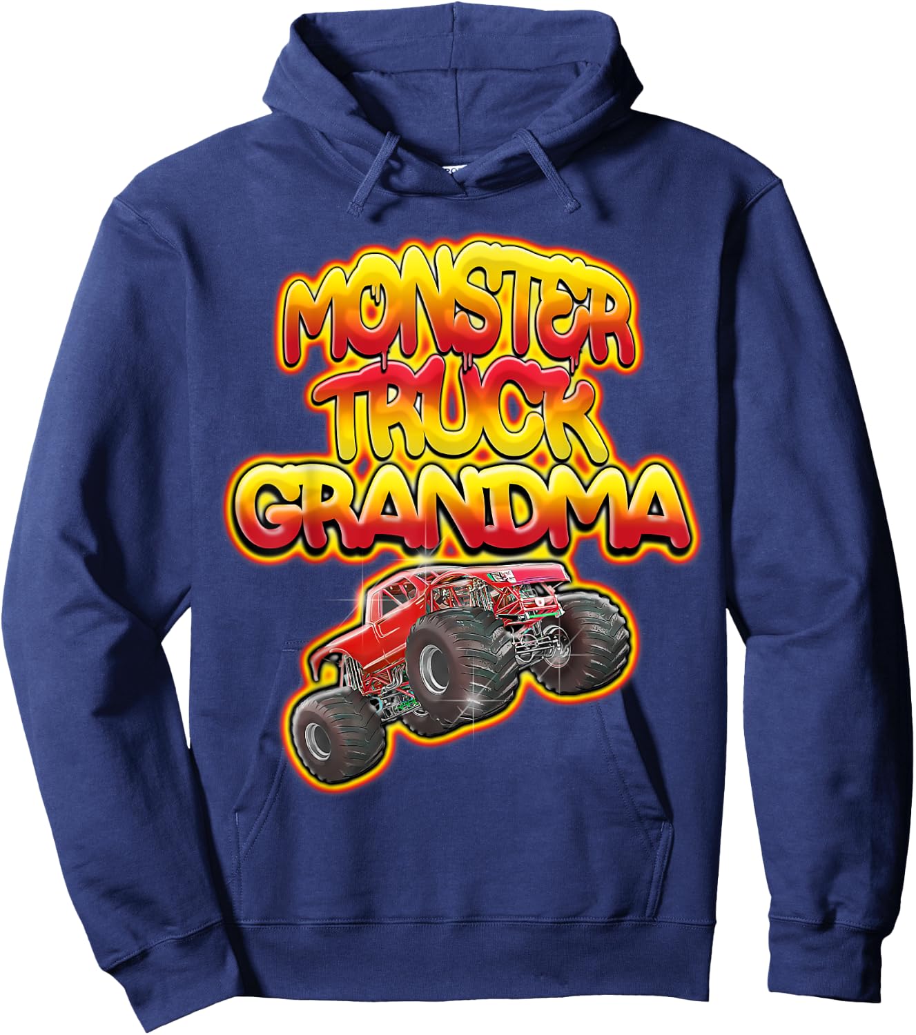 Monster Truck Grandma Hot Red Graffiti Style Hoodie - Hoodie | Navy