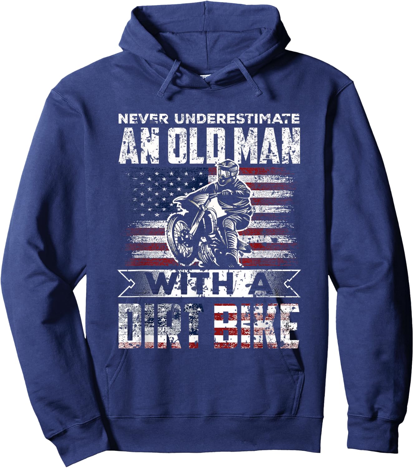 Never Underestimate an Old man with a Dirt Bike - Motocross Hoodie - Hoodie | Navy