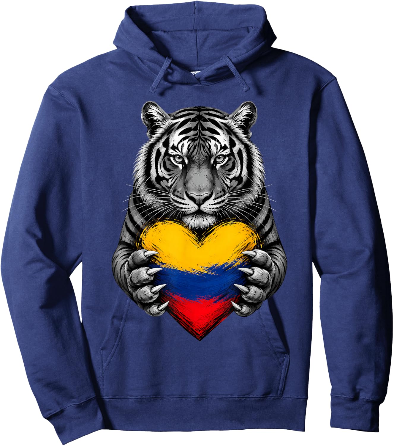 Tiger Heart Colombian Flag Colombia Pride Men Women Kids Hoodie - Hoodie | Navy