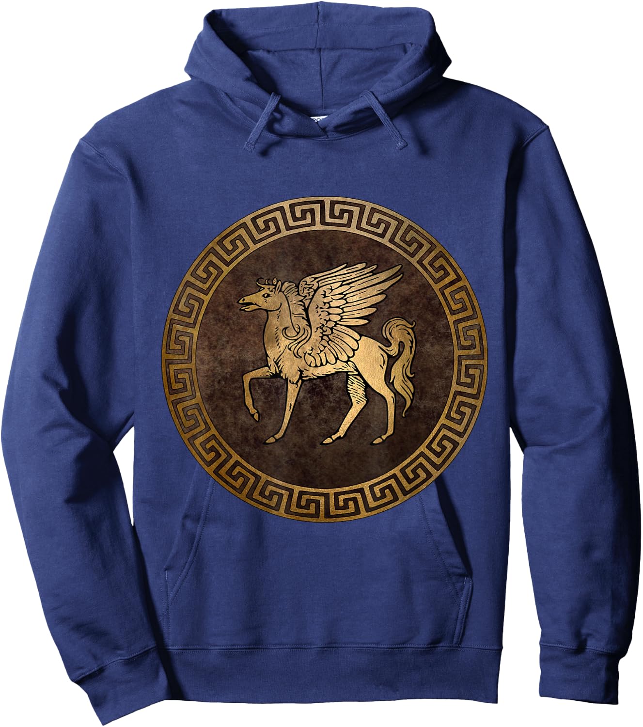 Agema Apparel Pegasus Ancient Greek Mythology - -Adults, Black, Small, Short Sleeve Hoodie - Hoodie | Navy