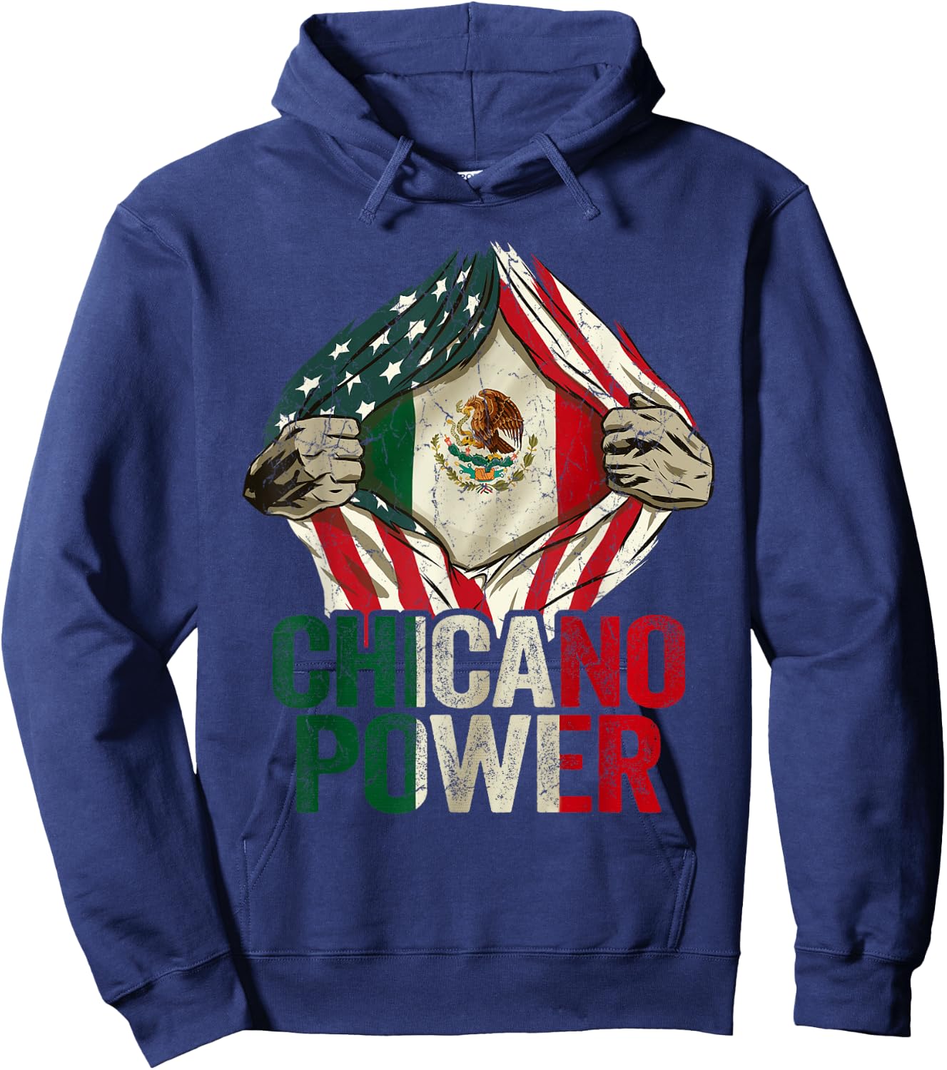 Chicano Shirt Funny USA Flag Mexican Flag Chicano Power Hoodie - Hoodie | Navy