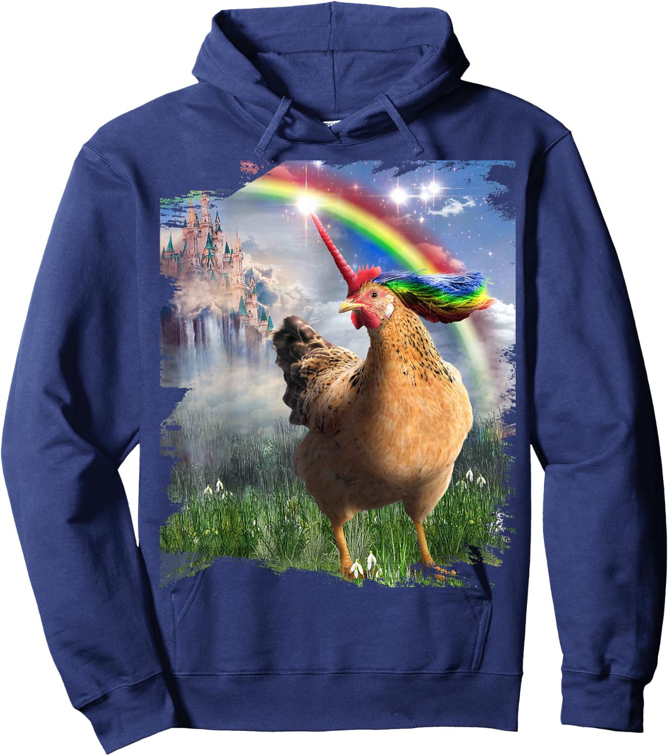 Awesome Unicorn Chicken Rainbow Chickicorn Funny Hoodie - Hoodie | Navy