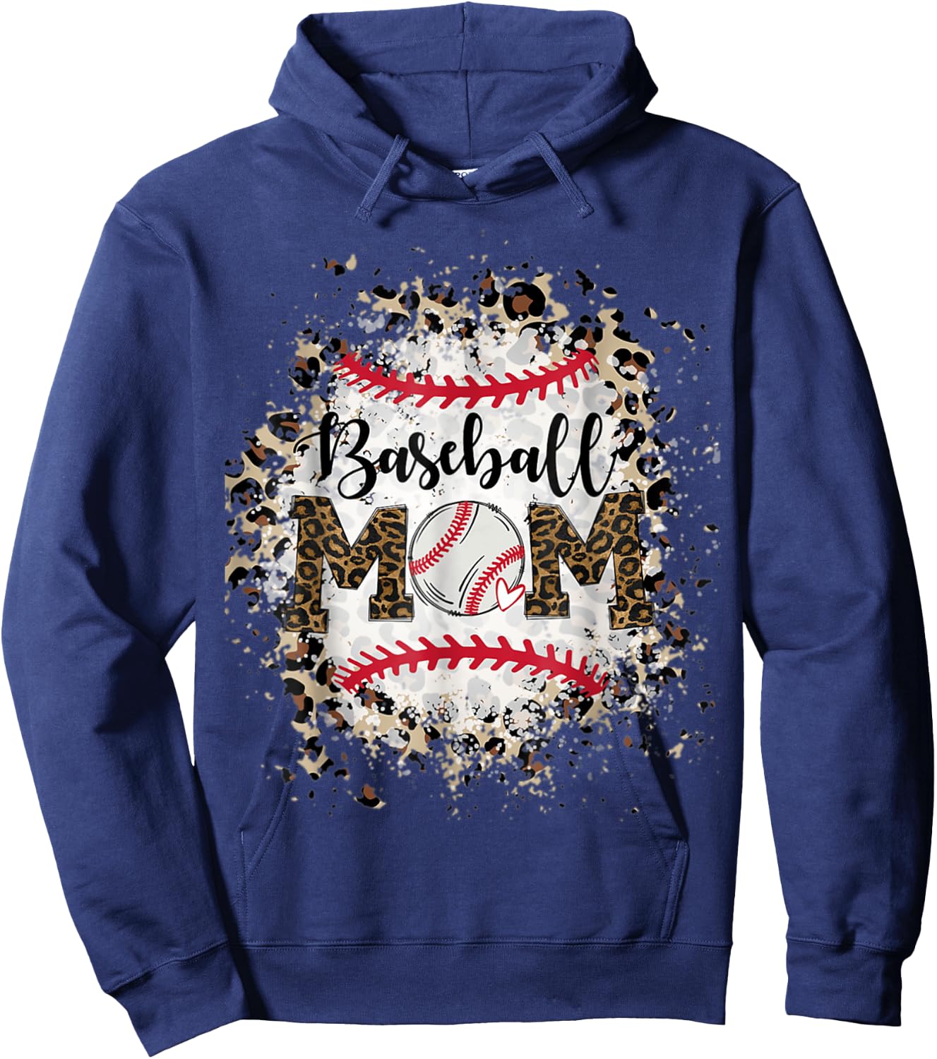 Bleached Softball Baseball Mom Leopard Mother's Day Hoodie - Hoodie | Navy