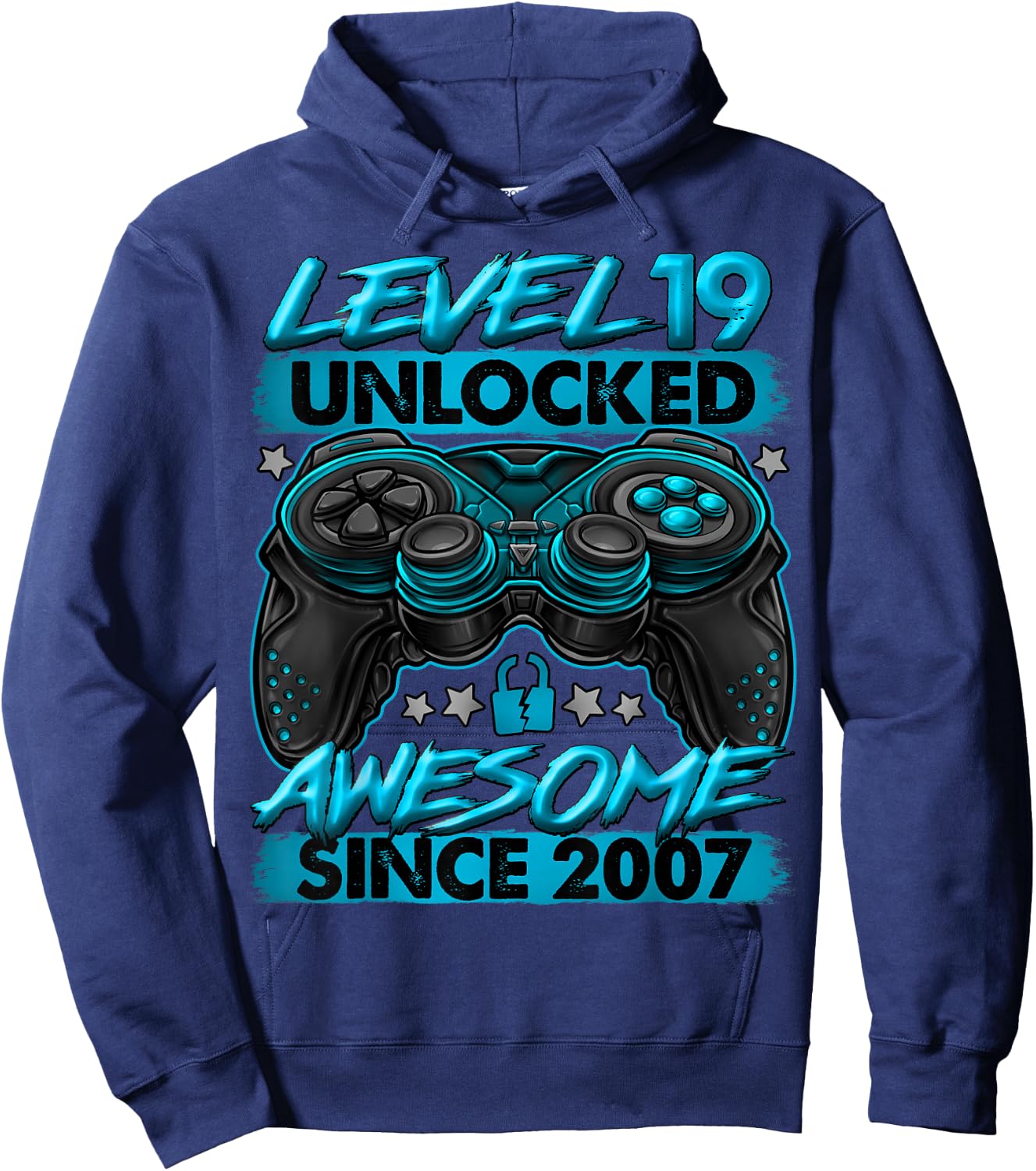 Level 19 Unlocked 19 Year Old Gifts Boys 19th Birthday Boy Hoodie - Hoodie | Navy