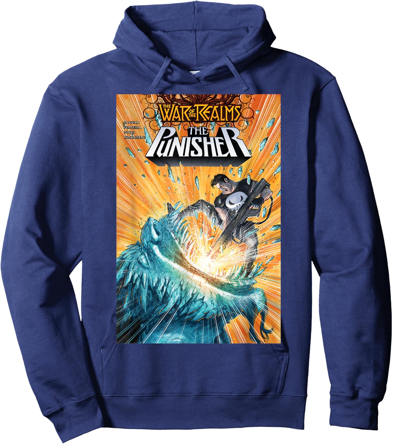 Marvel The Punisher Avenger Of Midgard Comic Book Cover Hoodie - Hoodie | Navy