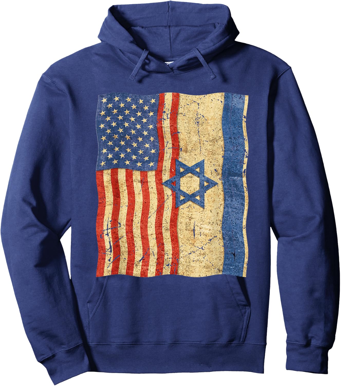 Flag of Israel and flag of USA, Israel Patriotic Hoodie - Hoodie | Navy