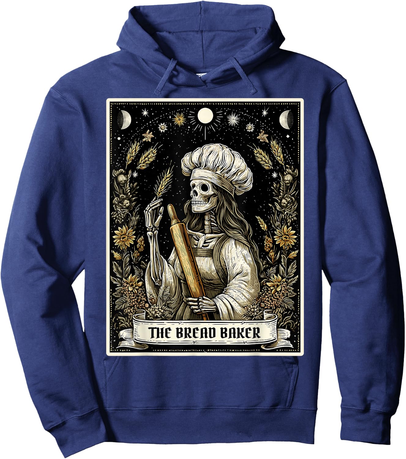 The Bread Baker Bread Baking Tarot Card Skeleton Witchy Hoodie - Hoodie | Navy