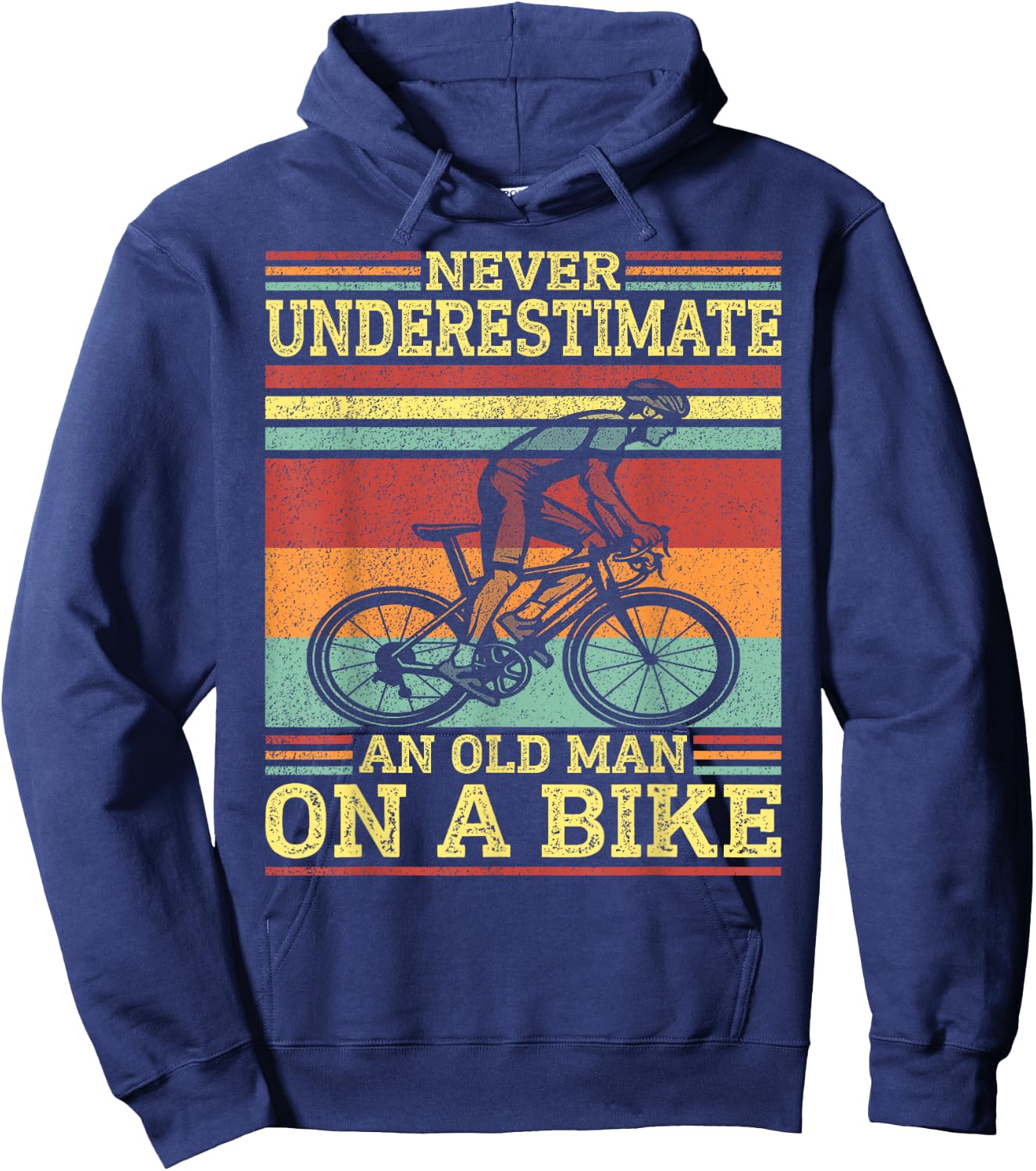 Vintage Cycling - Never Underestimate an Old Man on A Bike Hoodie - Hoodie | Navy