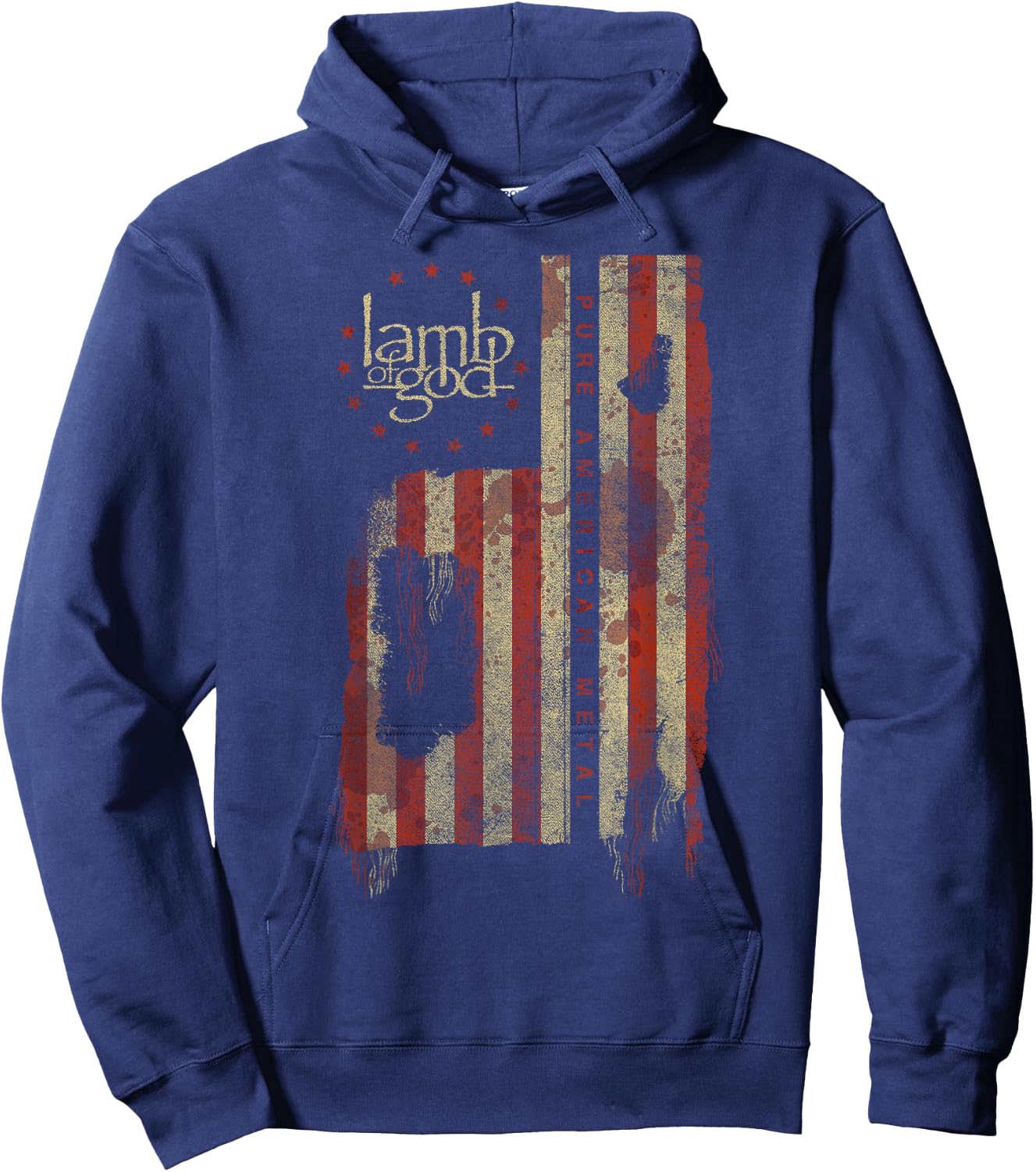Lamb of God – Pure American Metal Flag Small Hoodie - Hoodie | Navy