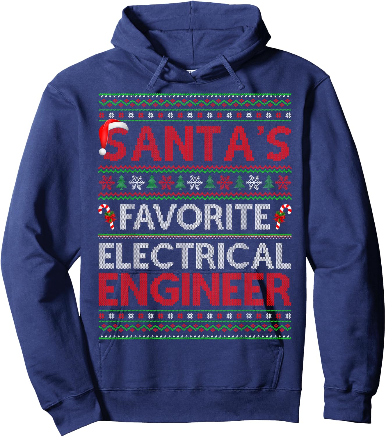 Ugly Xmas Santa's Favorite Electrical Engineer Christmas Hoodie - Hoodie | Navy
