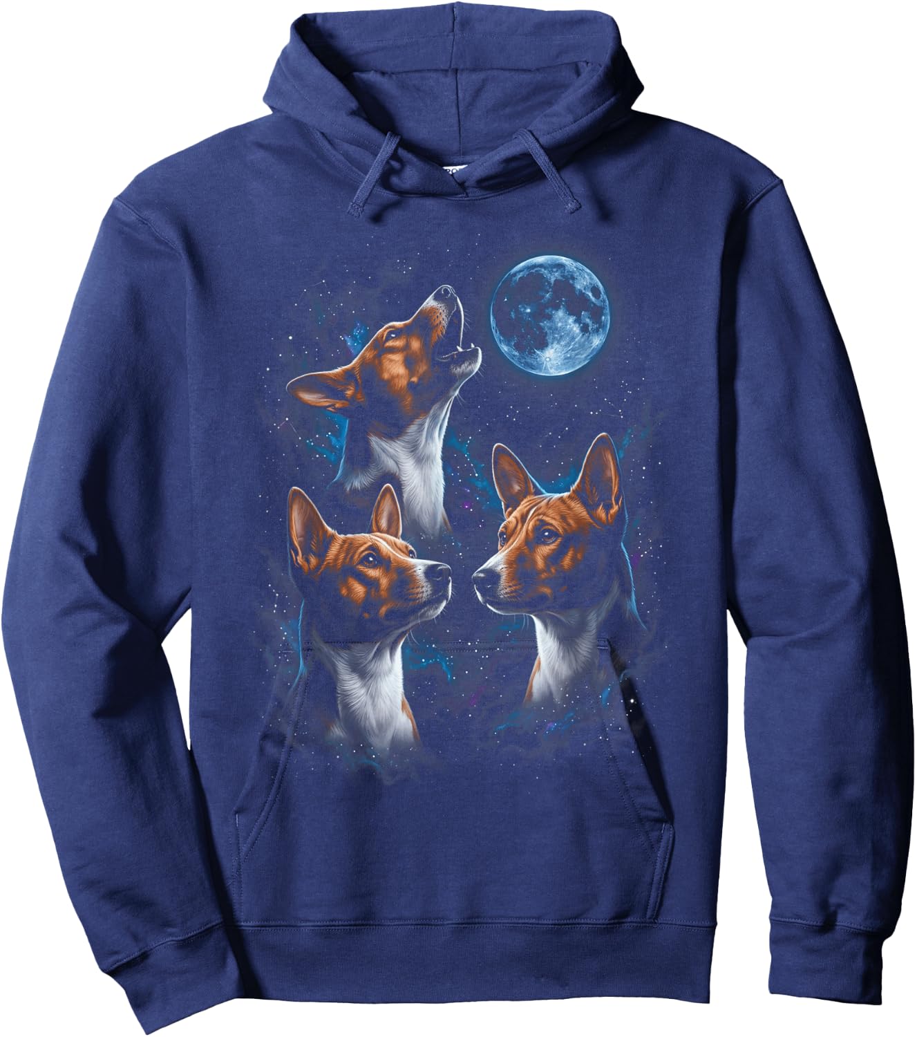 Howling At The Moon Basenji Dogs Hoodie - Hoodie | Navy