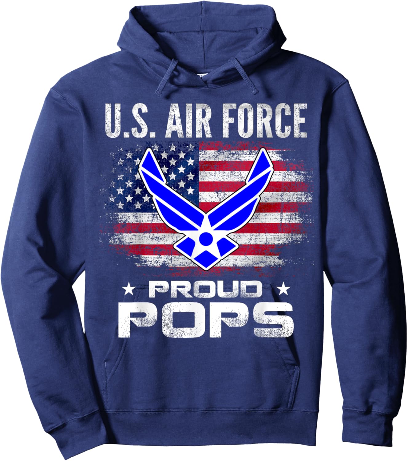 U.S Air Force Proud Pops With American Flag Gift Veteran Kids Men Hoodie - Hoodie | Navy