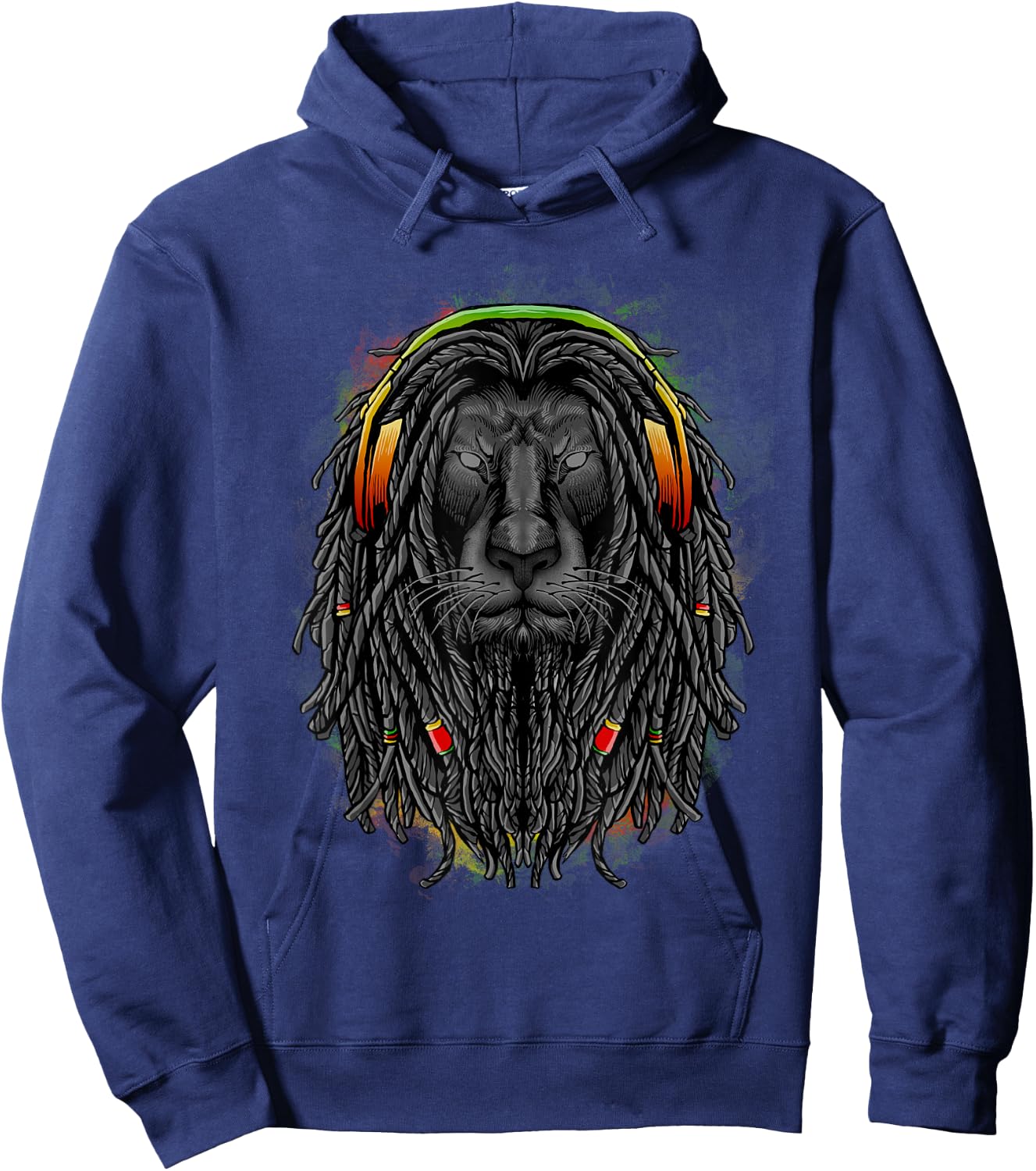 Lion Shirt With Rasta Dreads And Headphones Show Your Pride Hoodie - Hoodie | Navy