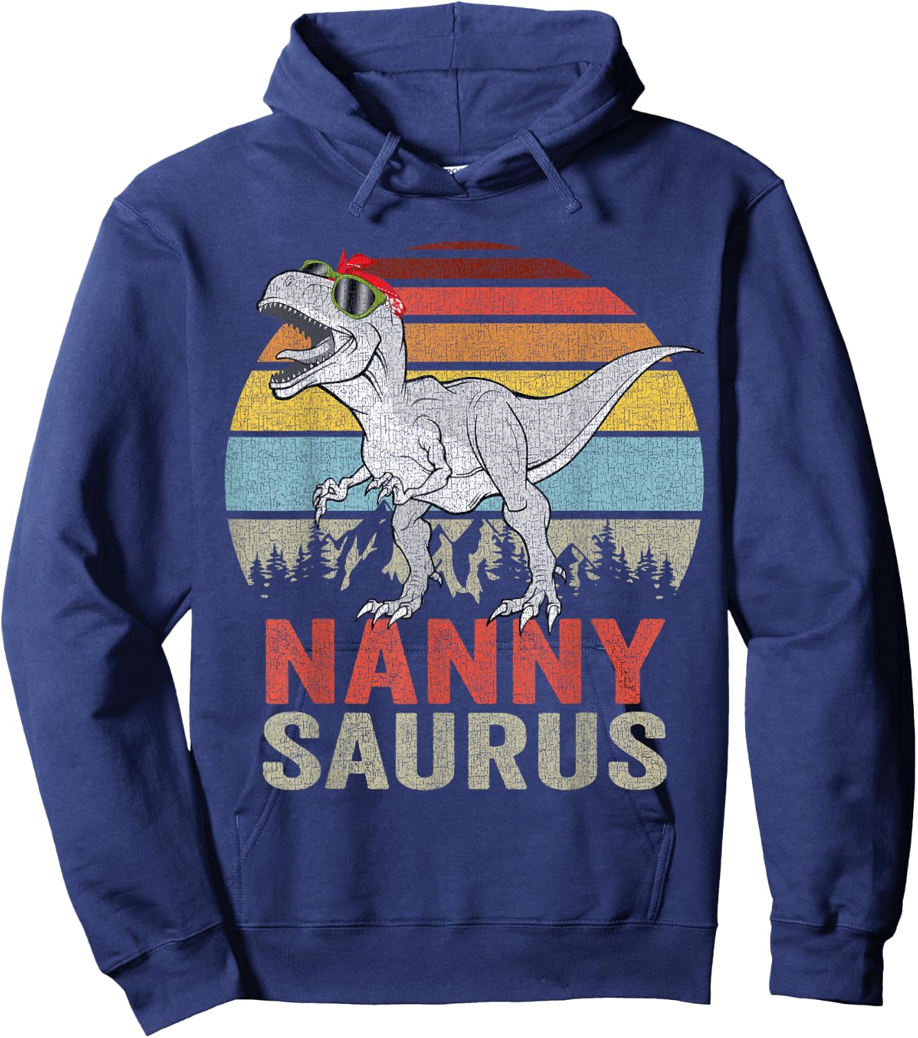 Nannysaurus T Rex Dino Nanny Saurus Family Matching Dinosaur Hoodie - Hoodie | Navy