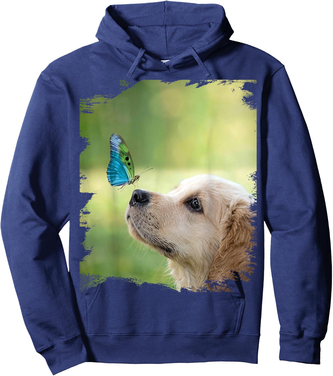 Golden Retriever Dog Butterfly on Nose Cute Women Kids Hoodie - Hoodie | Navy