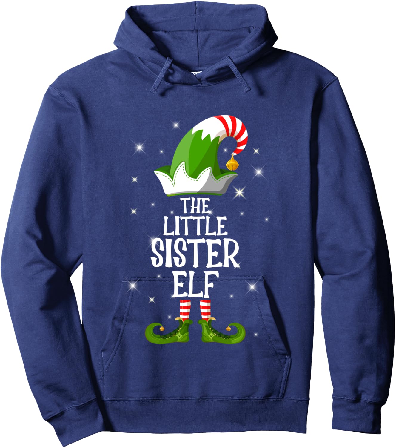 The Little Sister Elf Family Matching Group Christmas Hoodie - Hoodie | Navy