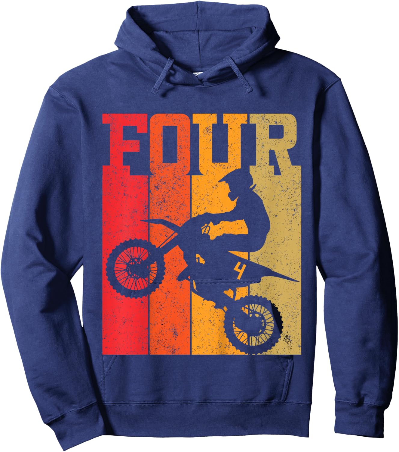 Kids 4th Birthday Boys 4 Four Dirt Bike Motocross Motorcycle race Hoodie - Hoodie | Navy