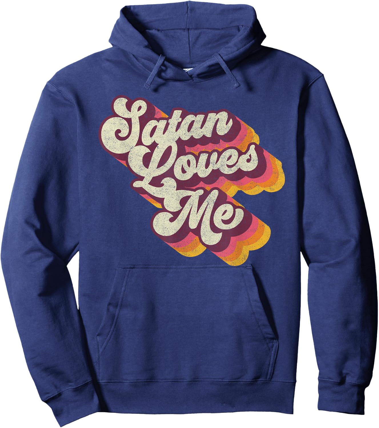 Satan Loves Me - Vintage 70s Satanic Evil Magic Lucifer 666 Hoodie - Hoodie | Navy