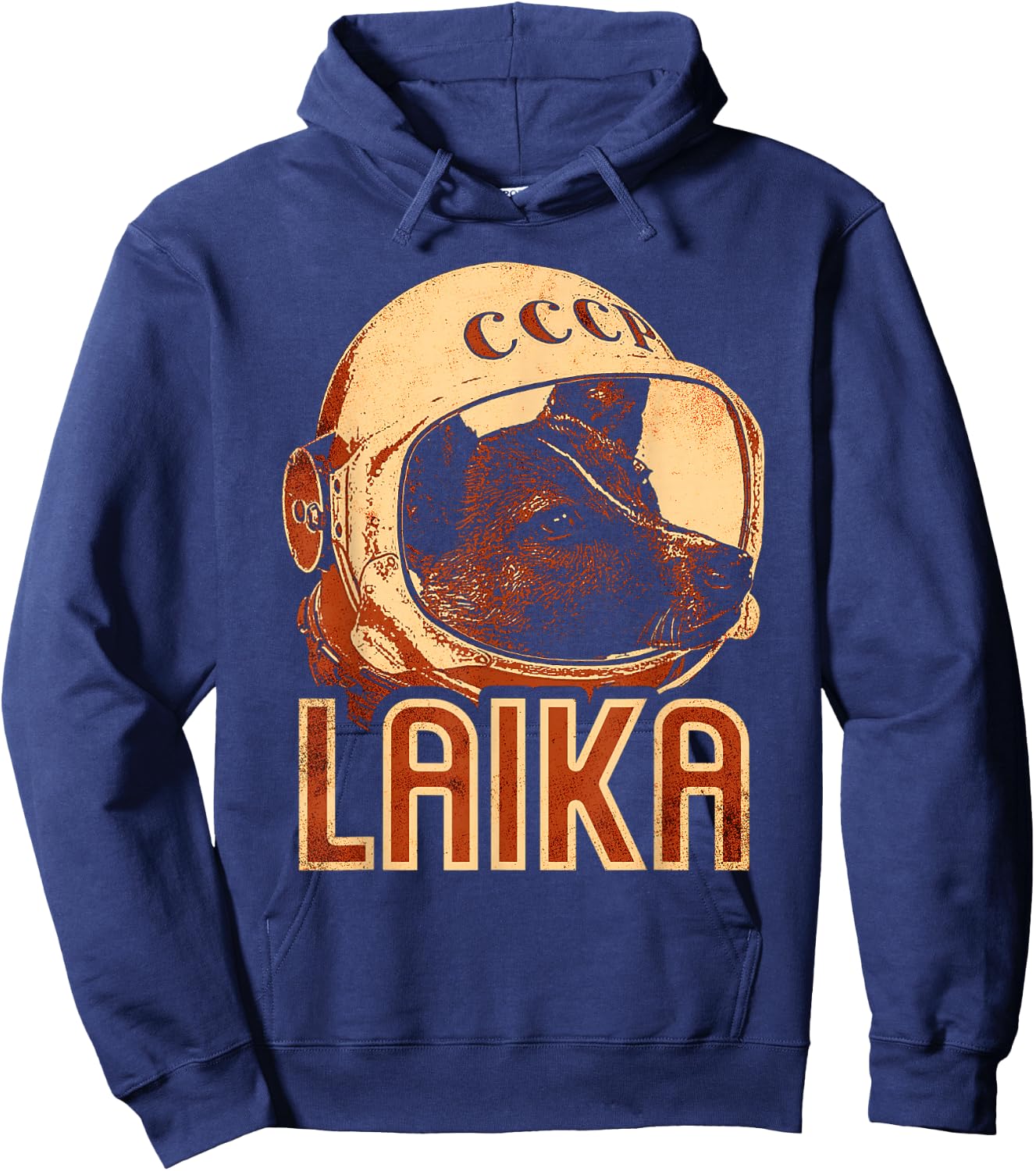 Laika Dog Animal Space Astronaut Soviet Union Cyrillic Hoodie - Hoodie | Navy