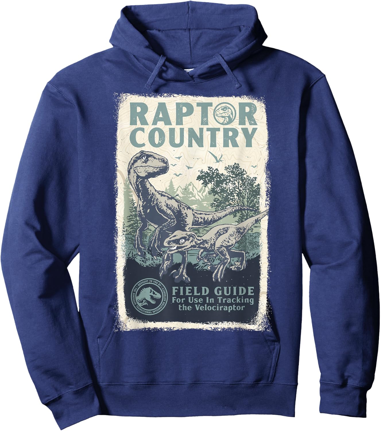 Jurassic World Dominion Velociraptor Raptor Country Poster Hoodie - Hoodie | Navy