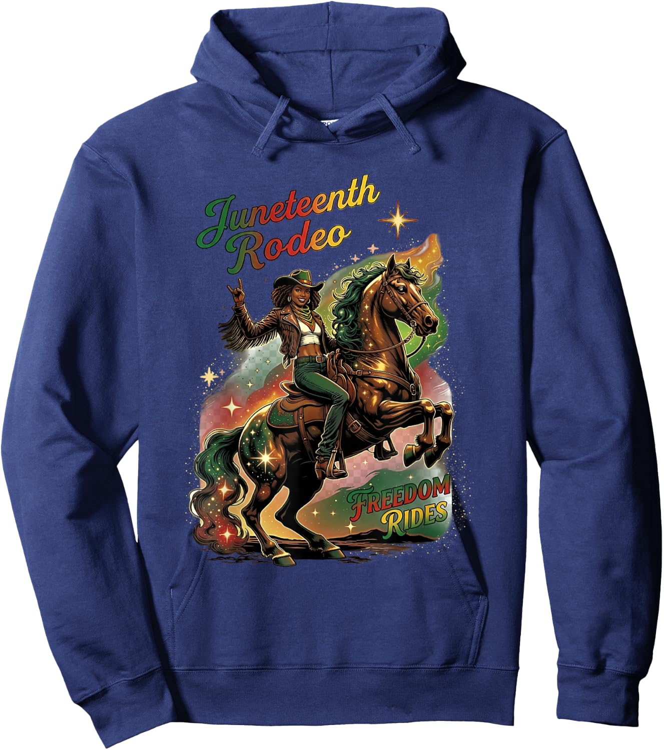 Black Cowgirl Western Rodeo Juneteenth Black History Texas Hoodie - Hoodie | Navy