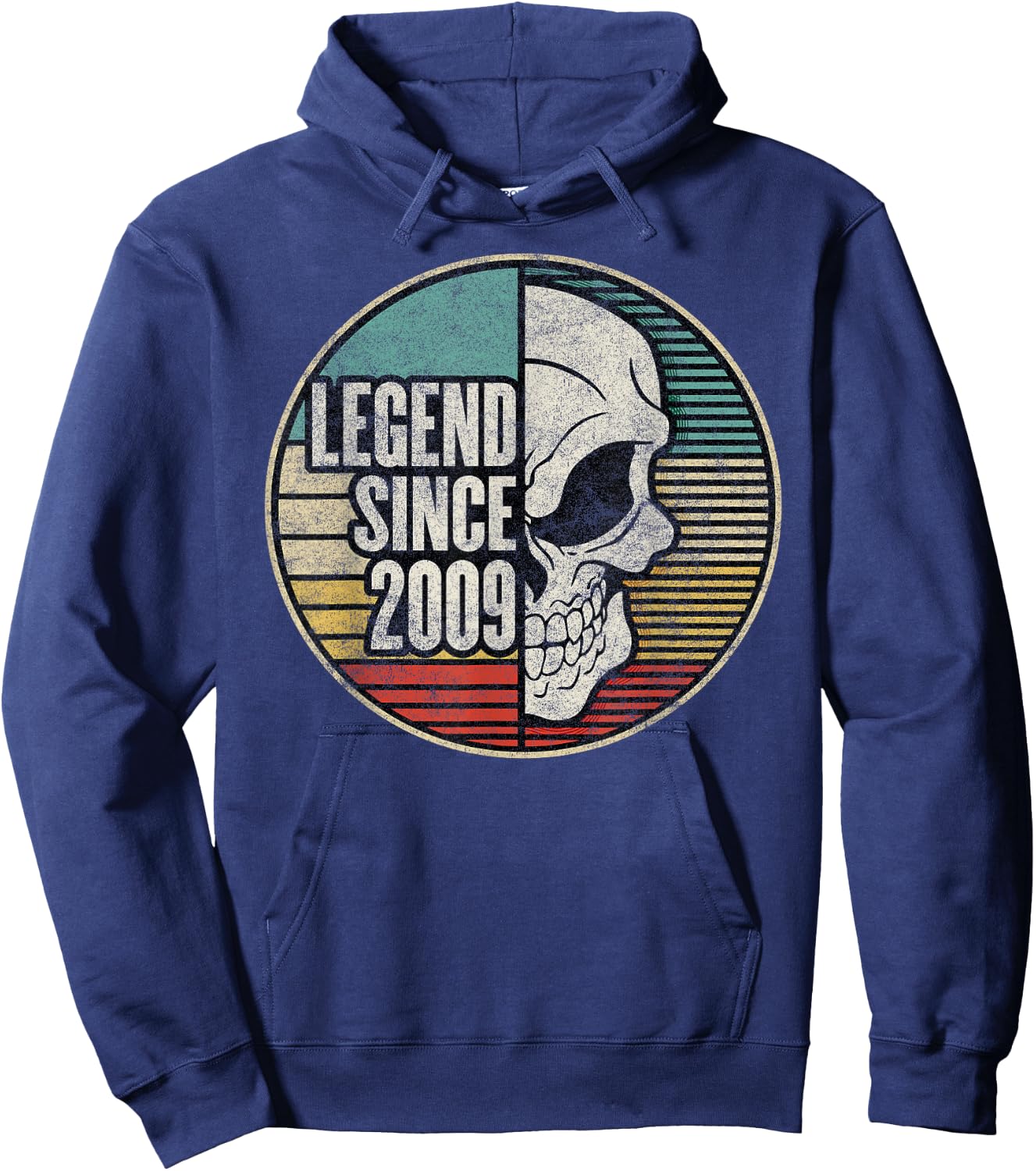 Legend Since 2009 Birthday Vintage Skull Hoodie - Hoodie | Navy