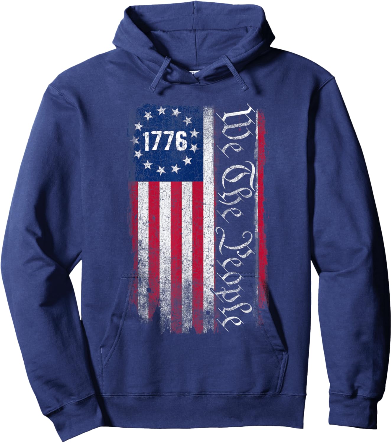 1776 We The People Betsy Ross 4th of July American Flag Men Hoodie - Hoodie | Navy