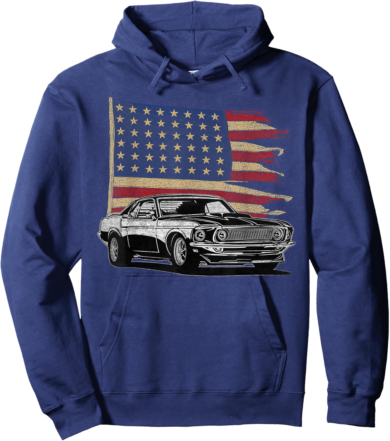 American Muscle Sports Car Muscle Car Flag Hoodie - Hoodie | Navy