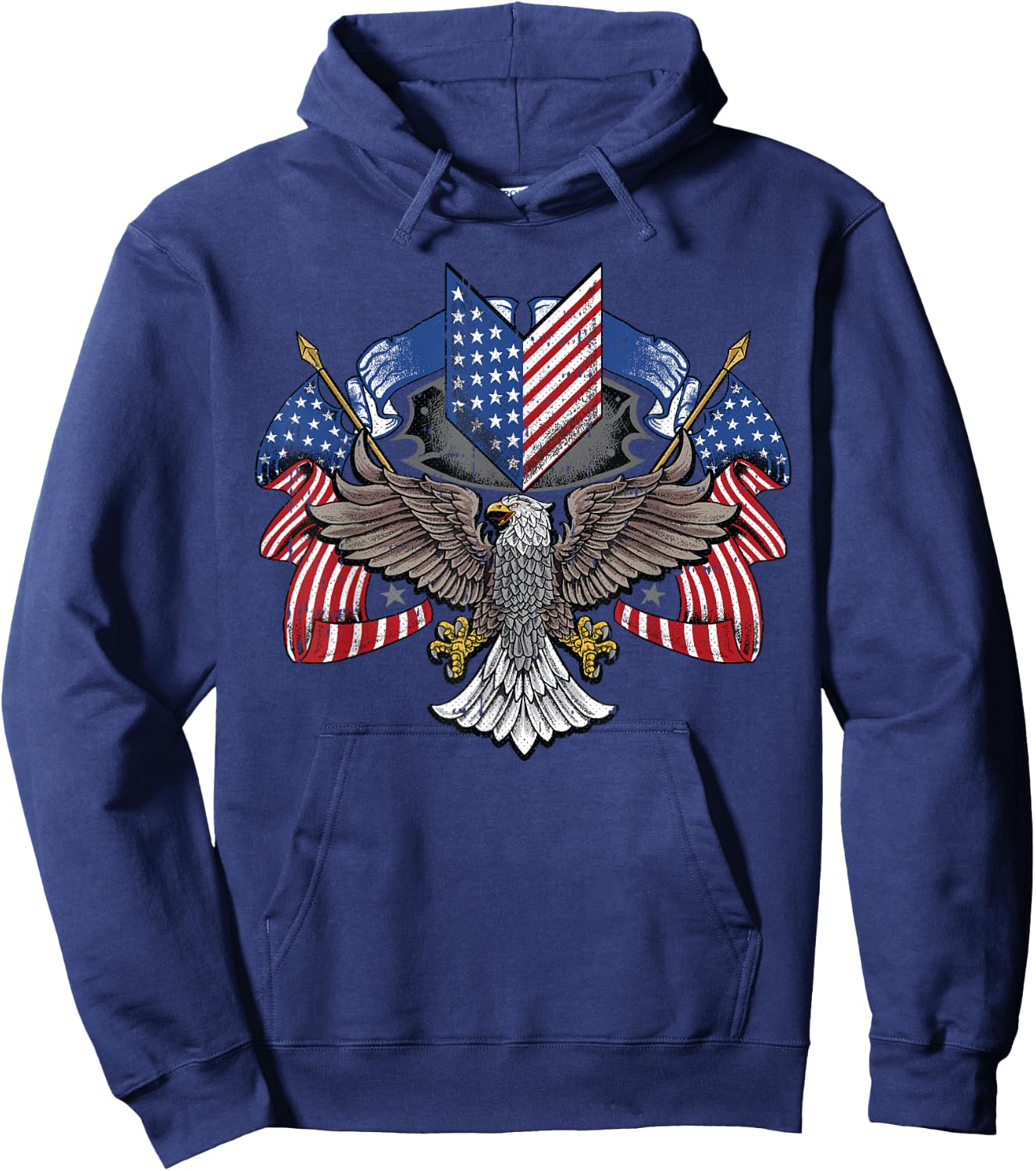 American Flag Shield 4th Of July USA Eagle Patriotic Hoodie - Hoodie | Navy