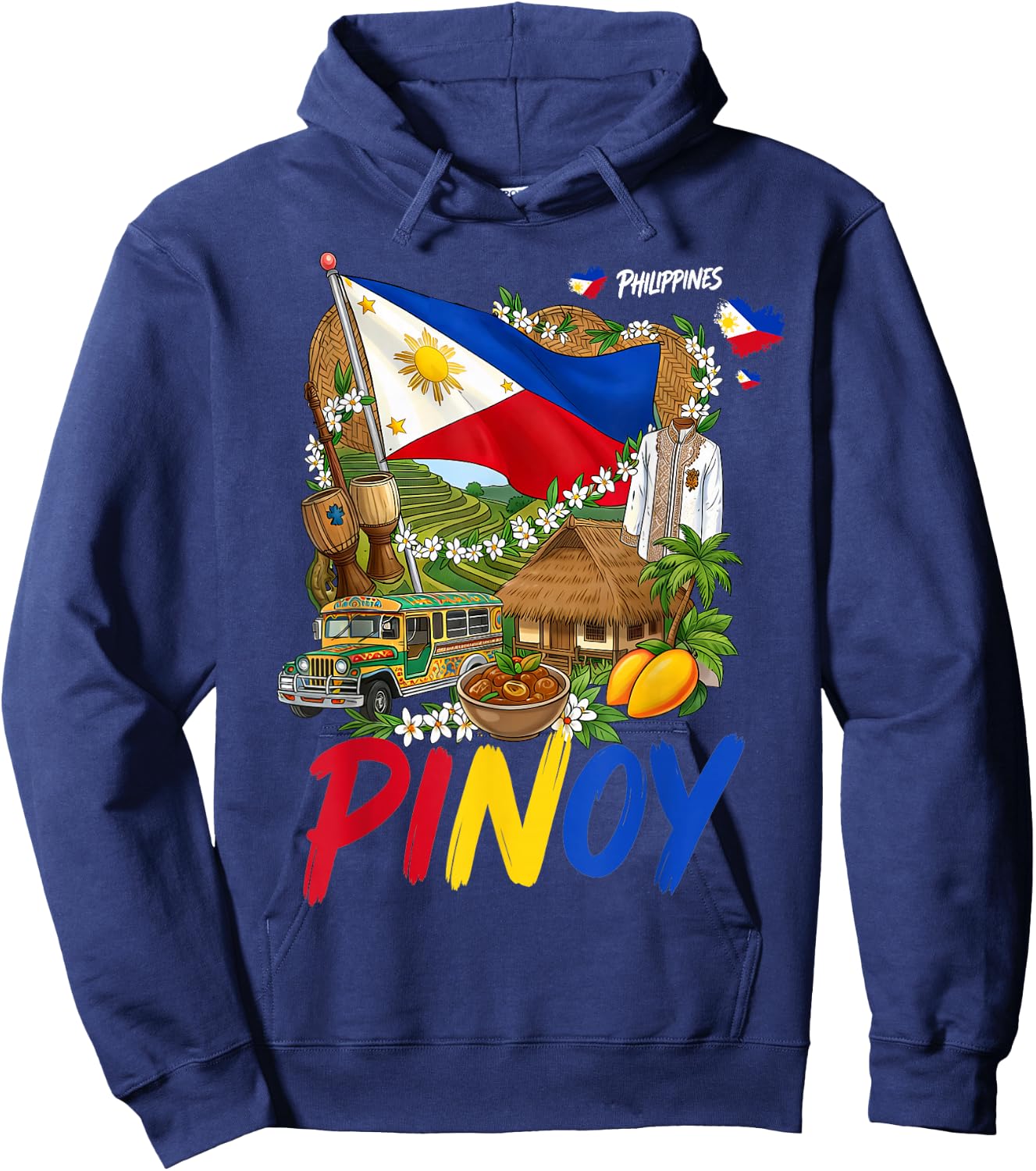 Pinoy Filipino Cultural Outfit Idea for Kids Philippine Flag Hoodie - Hoodie | Navy