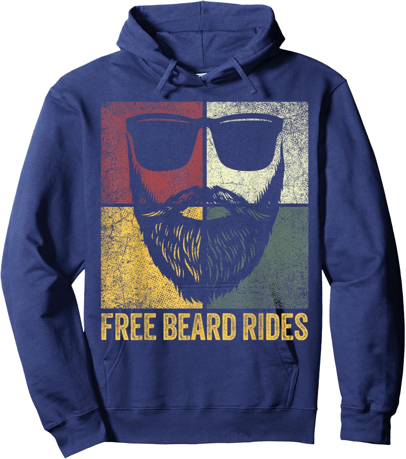 Father's Day Gift Free Beard Rides Husband Dad Bearded Funny Hoodie - Hoodie | Navy