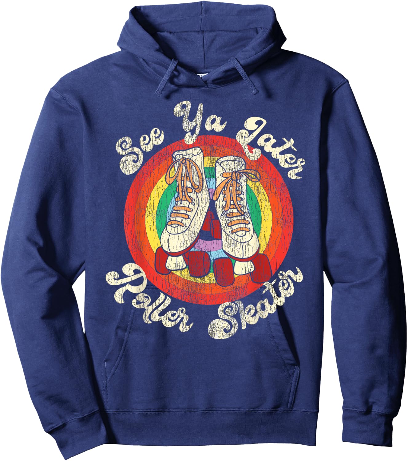 Cool Roller Skating Skate Girl 1970S Retro Hoodie - Hoodie | Navy