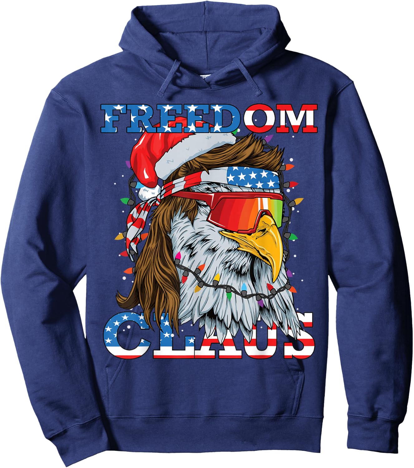 Christmas Bald Eagle Mullet USA Patriotic Christmas Eagle Hoodie - Hoodie | Navy