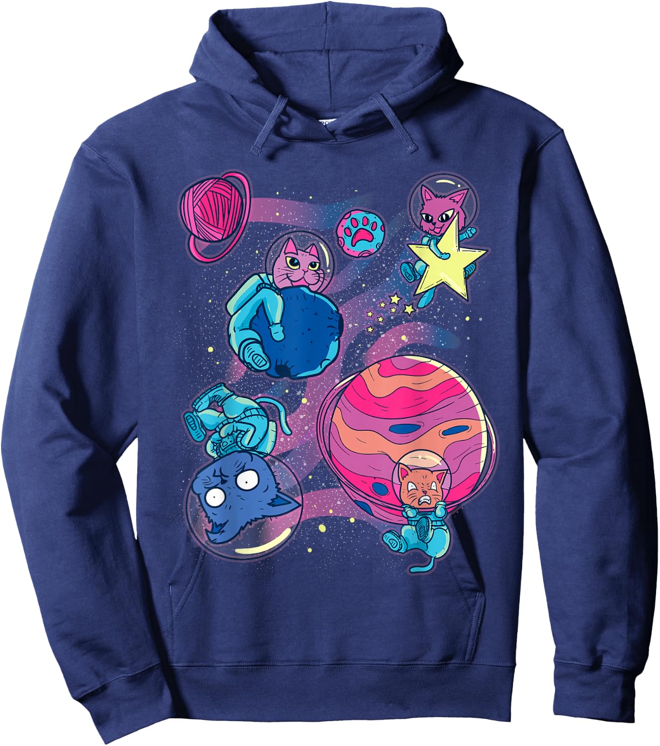 Funny Cat Astronaut Planets Outer Space Traveler Hoodie - Hoodie | Navy