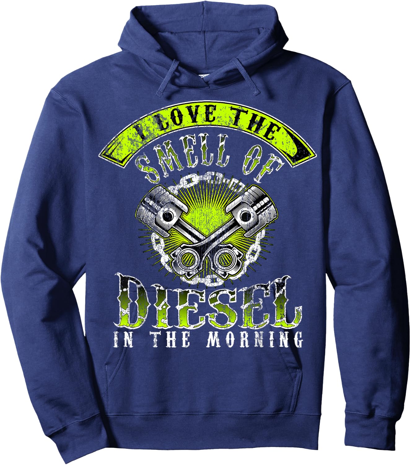 I Love The Smell Of Diesel In The Morning Cool Trucker Hoodie - Hoodie | Navy