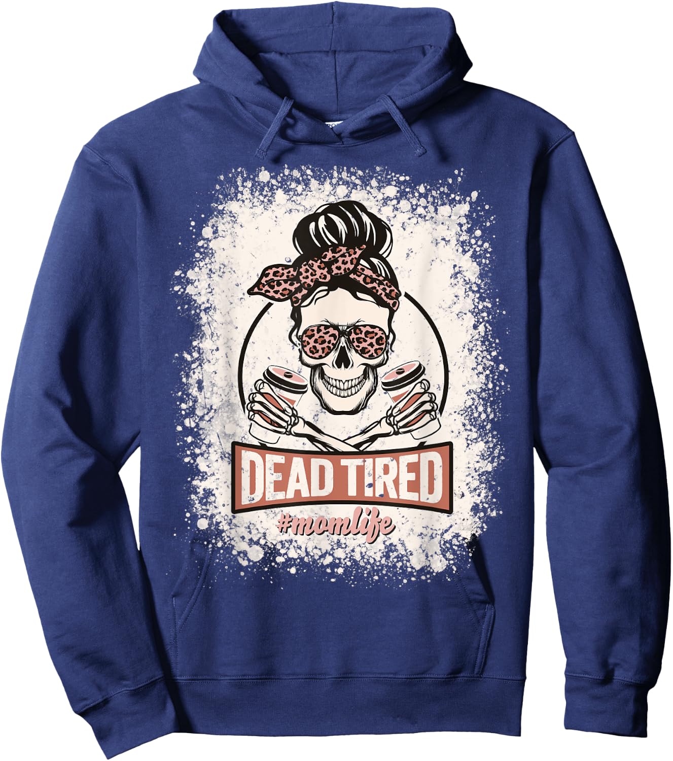 Dead Tired Mom Life Skull Sunglasses Coffee Lover Halloween Hoodie - Hoodie | Navy