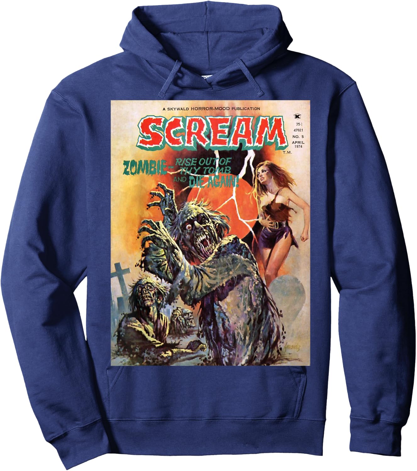 Zombie Halloween Horror Vintage Comic Book Retro Funny Scary Hoodie - Hoodie | Navy