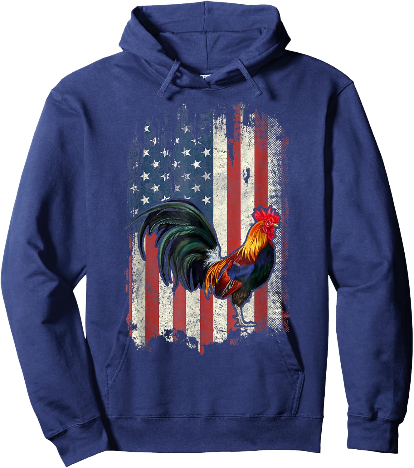 American Flag Cock Fighting Rooster Chicken Hoodie - Hoodie | Navy