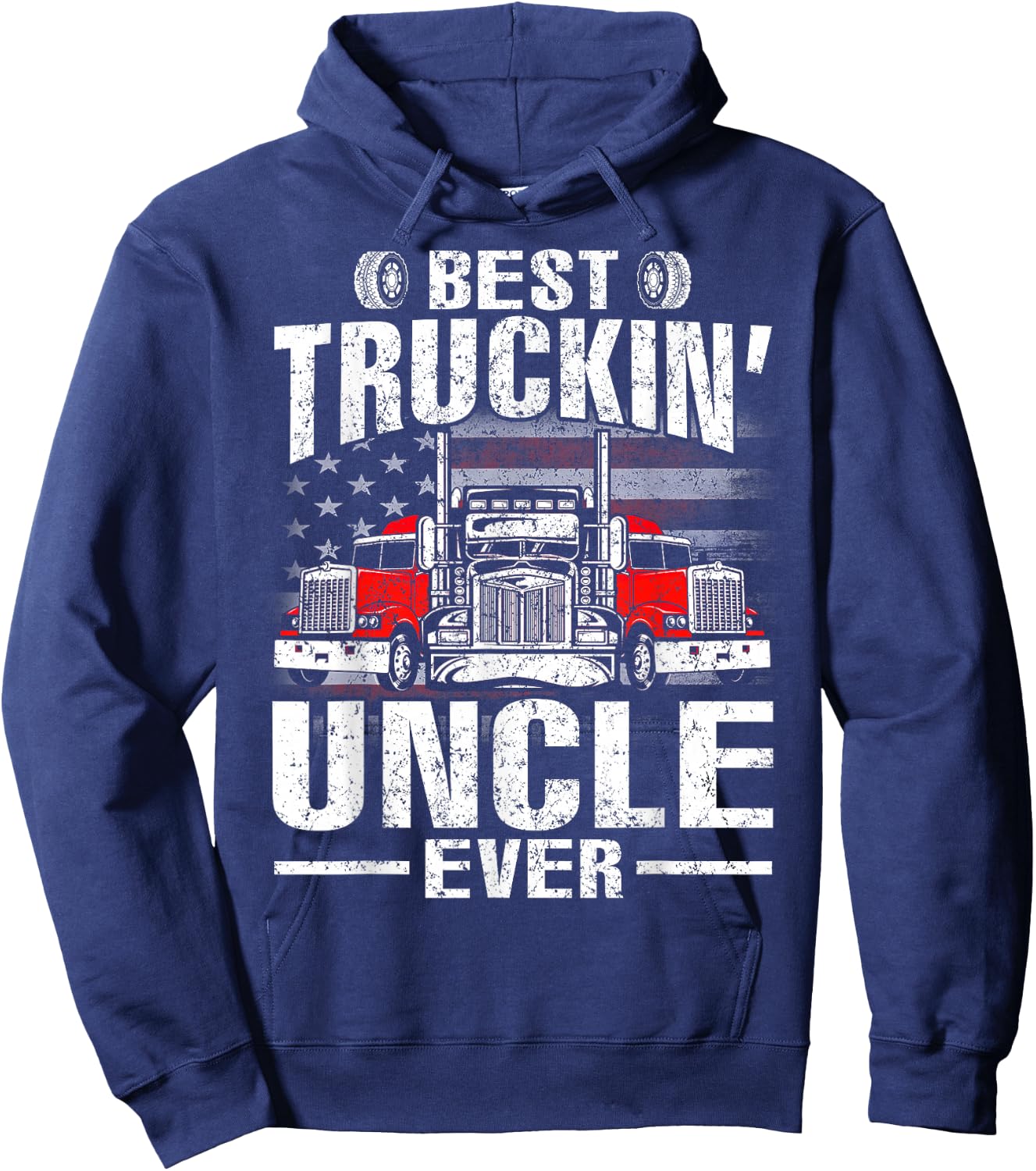 Best Truckin' Uncle Ever USA Flag Men Hoodie - Hoodie | Navy