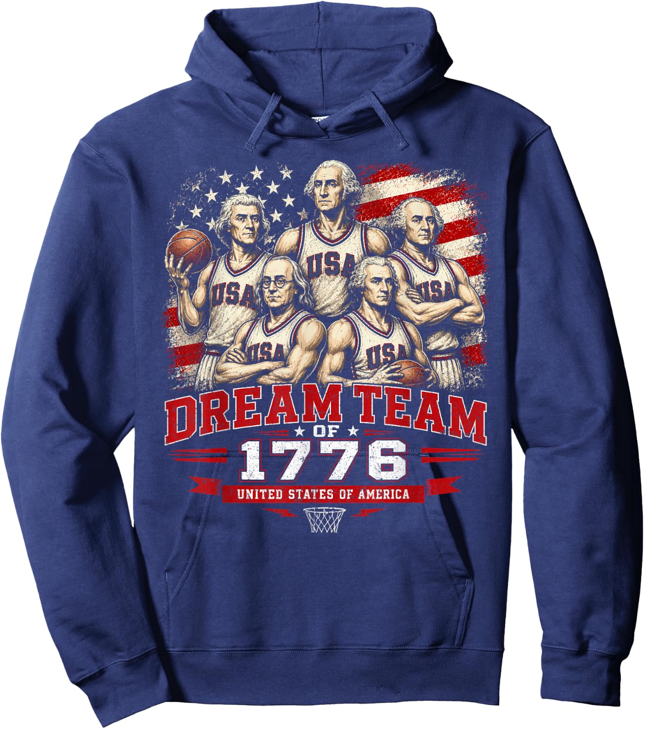 Dream Team 1776 Funny Founding Fathers America 4th of July Hoodie - Hoodie | Navy