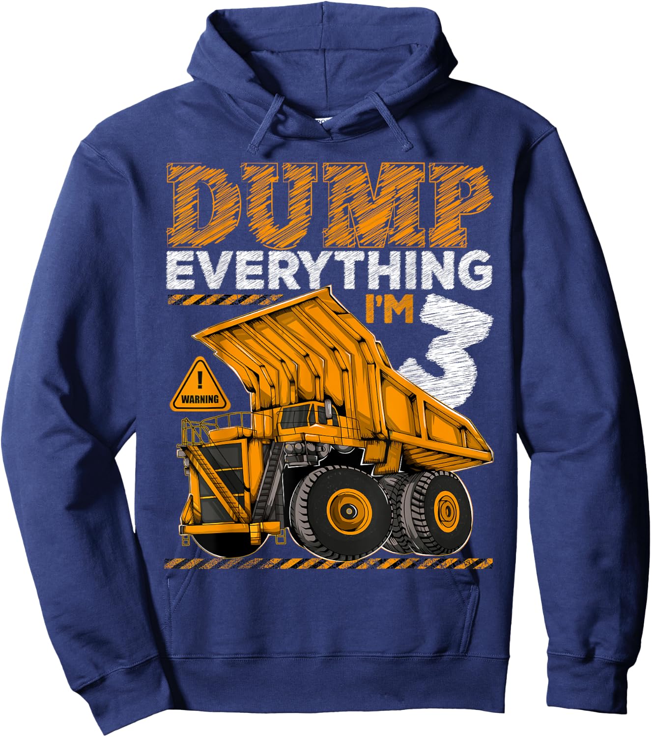 Kids 3 Years Old Construction Truck Dumper 3rd Birthday Boy Hoodie - Hoodie | Navy