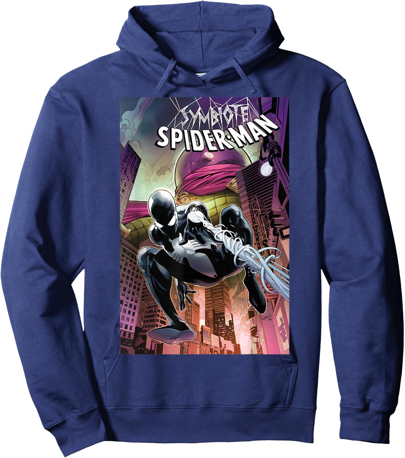 Marvel Symbiote Spider-Man Versus Mysterio Comic Book Cover Small Hoodie - Hoodie | Navy