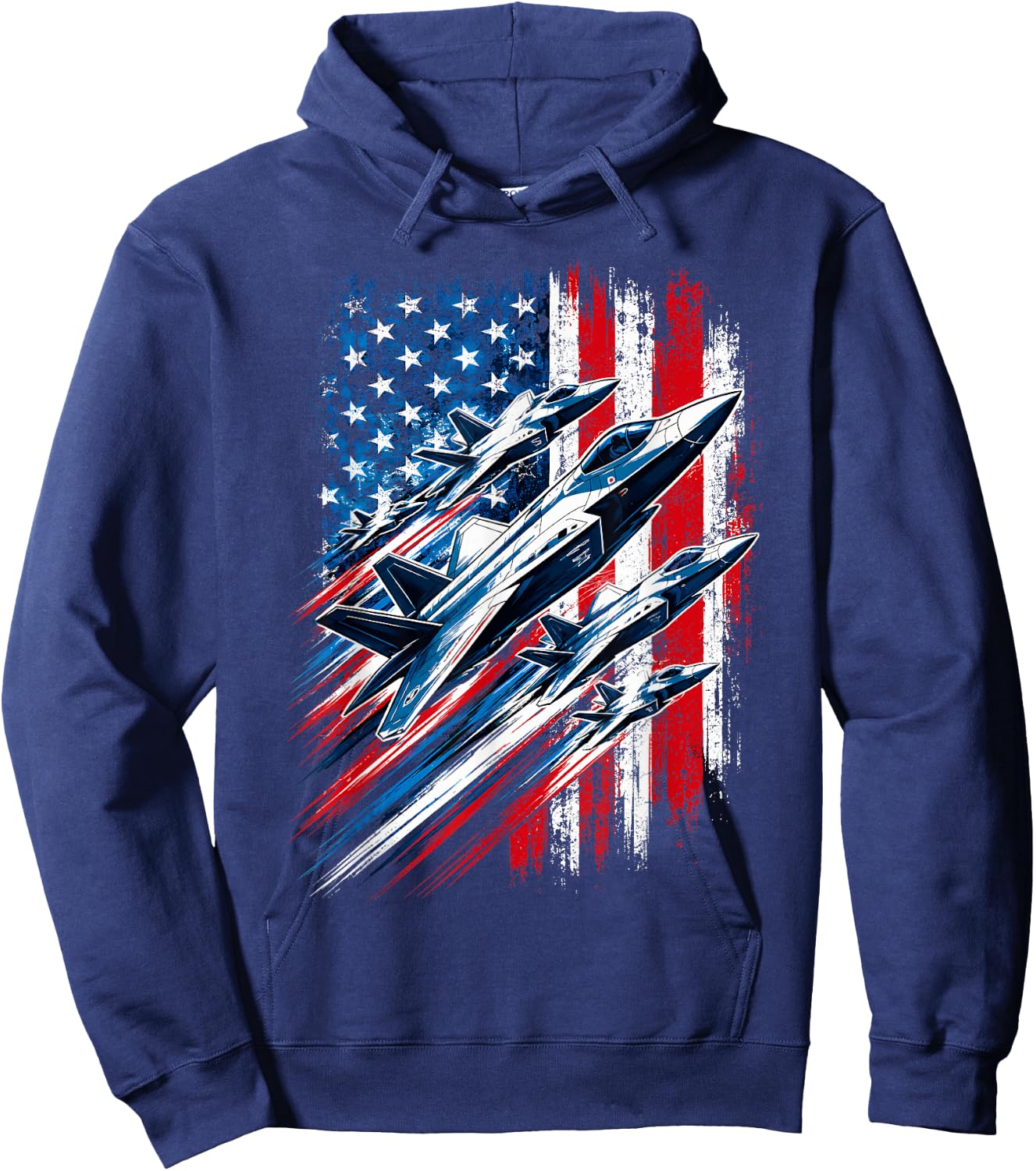 Patriotic Jets Fourth of July USA American Flag Men Women Hoodie - Hoodie | Navy