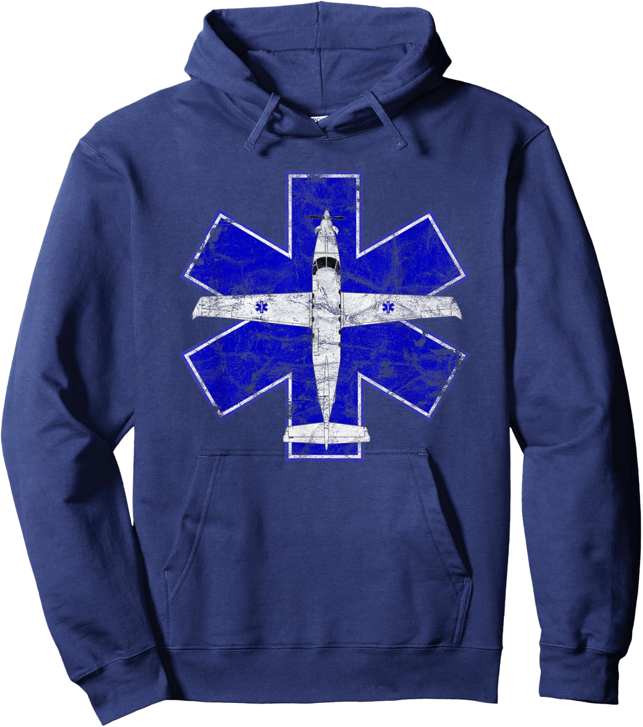 PC-12 MedEvac Flight Airplane EMS Star of Life Vintage Hoodie - Hoodie | Navy