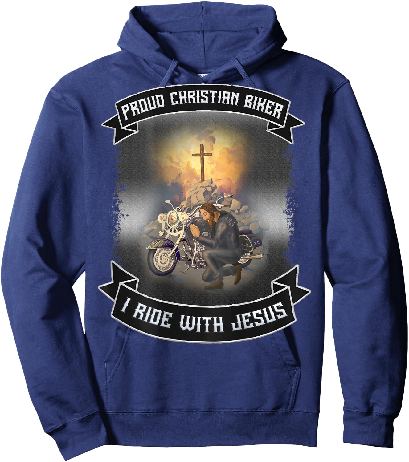 Christian Bikers Gift Ideas Jesus Christ Motorcycle Riders Hoodie - Hoodie | Navy