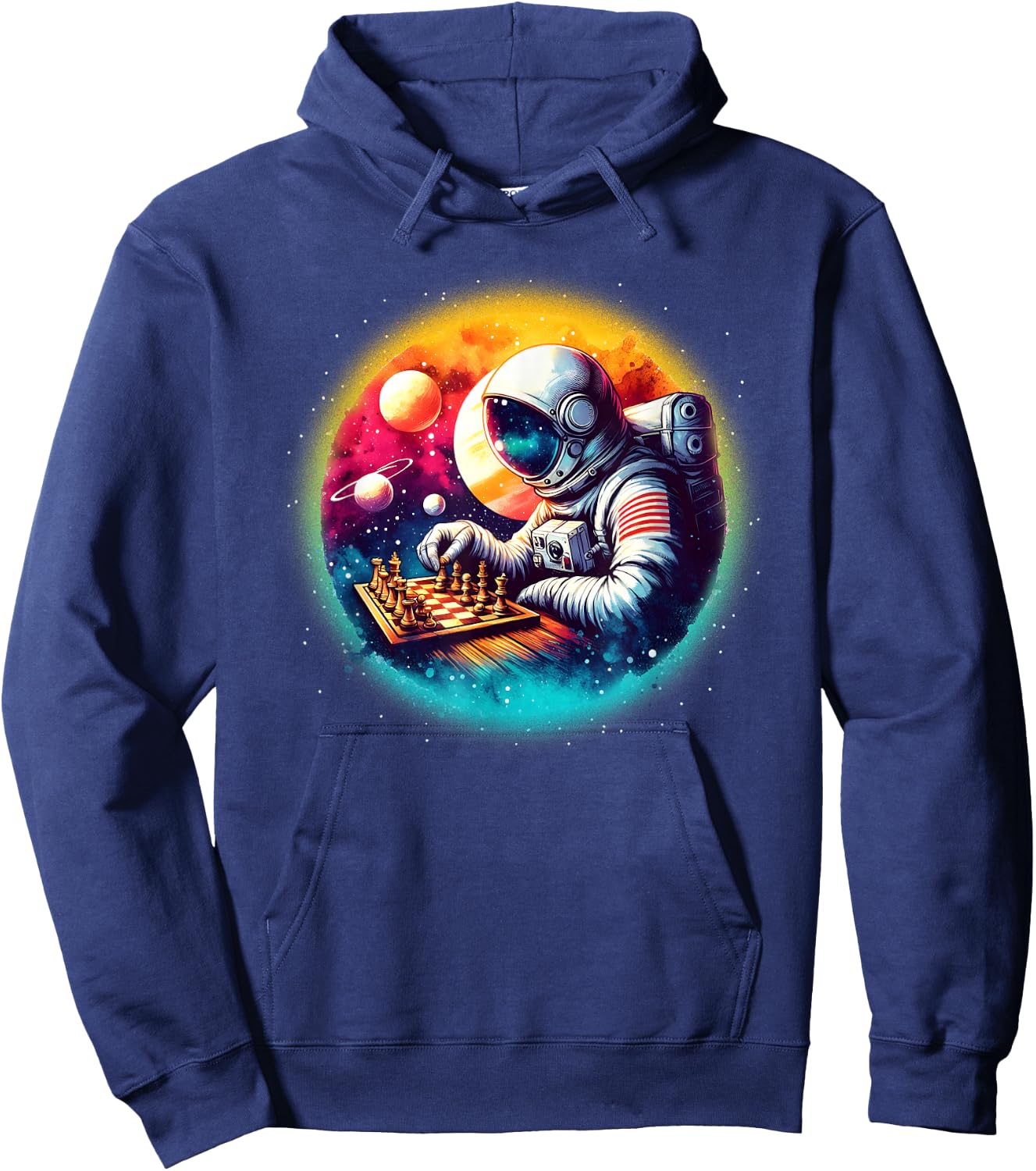 Astronaut Playing Chess in Space Boys Girls Kids Hoodie - Hoodie | Navy